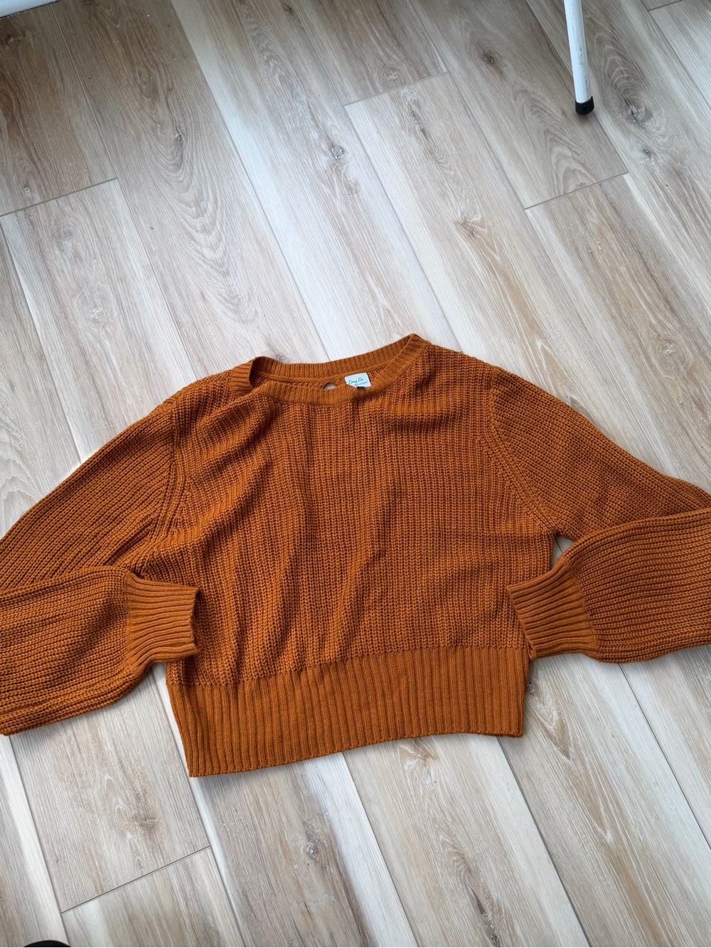 Women's Cropped Knit Sweater - Burnt Orange